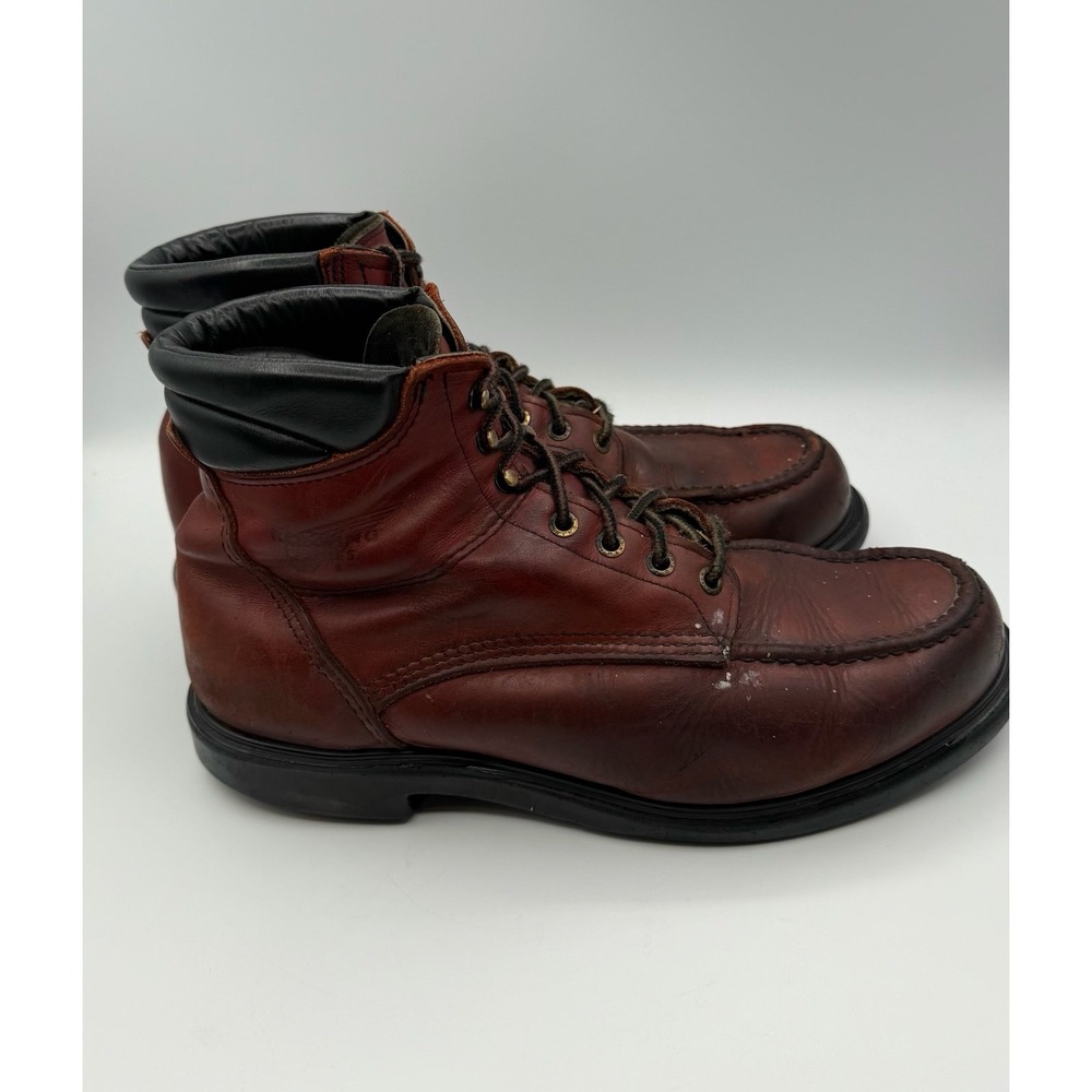 Vintage Red Wing 202 Heritage Leather Moc Toe Work Boots Brown Made USA 12 - Picture 2 of 12